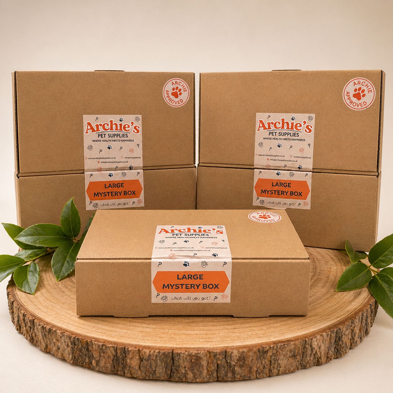 Large mystery box for dogs with assorted natural treats and chews, surprise dog treat box