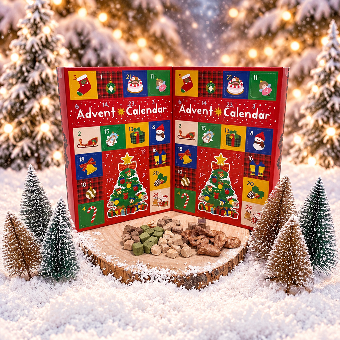 Advent calendar for cats and dogs. Freeze dried advent calendar.