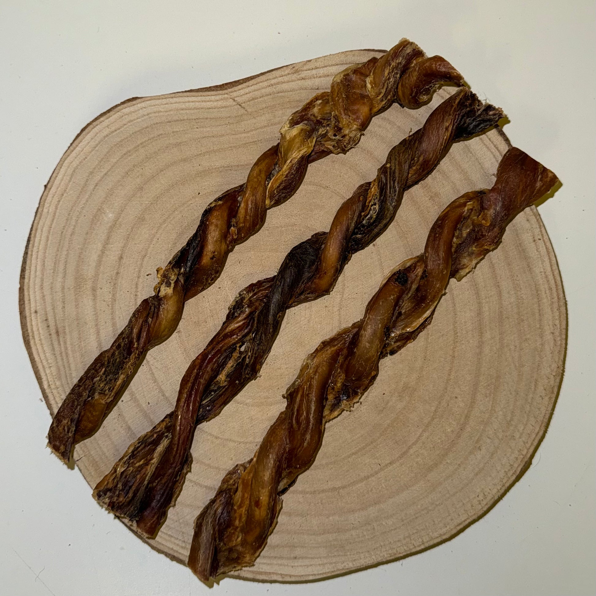 Twisted bull pizzle dog treats