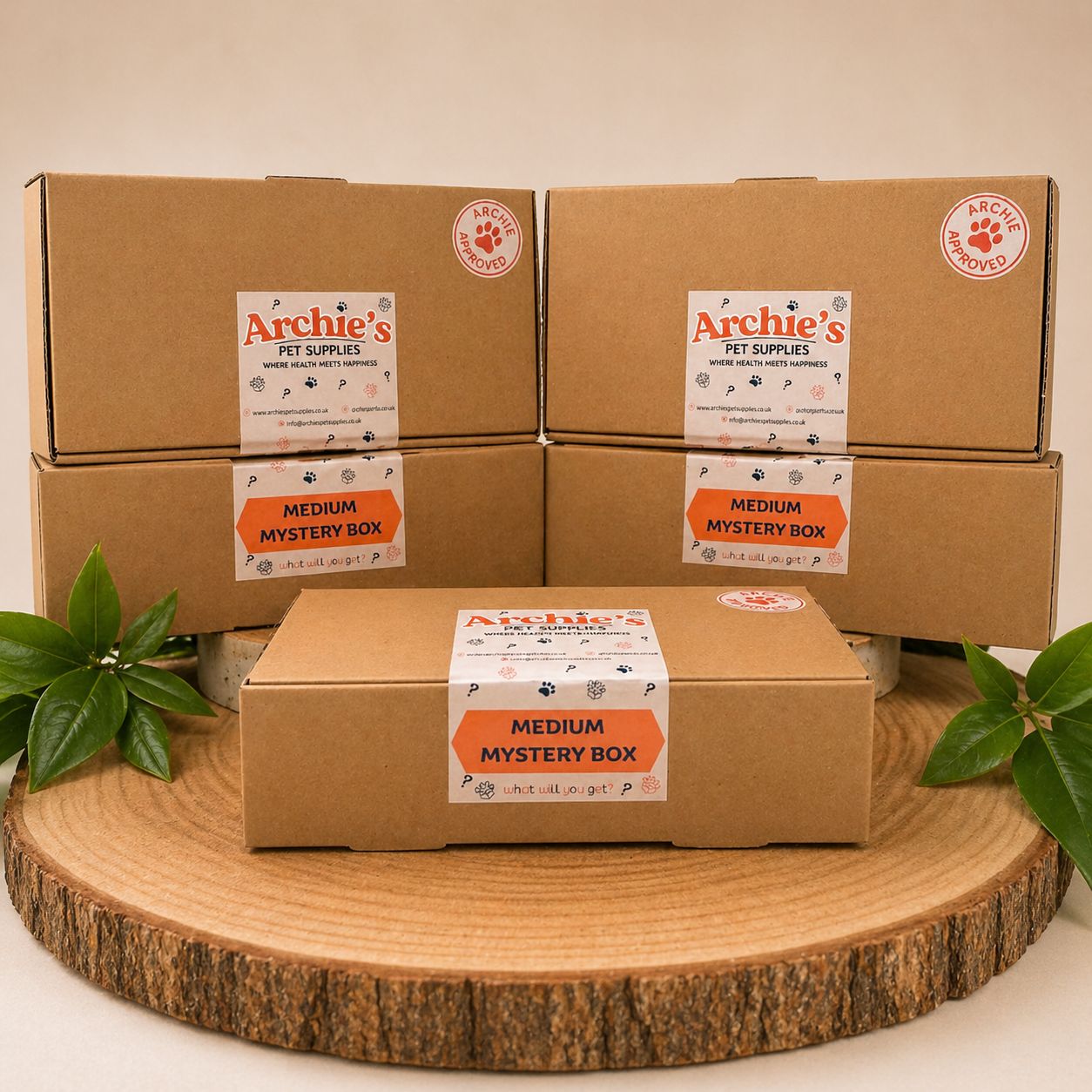 Medium mystery box for dogs with assorted natural treats and chews, surprise dog treat box