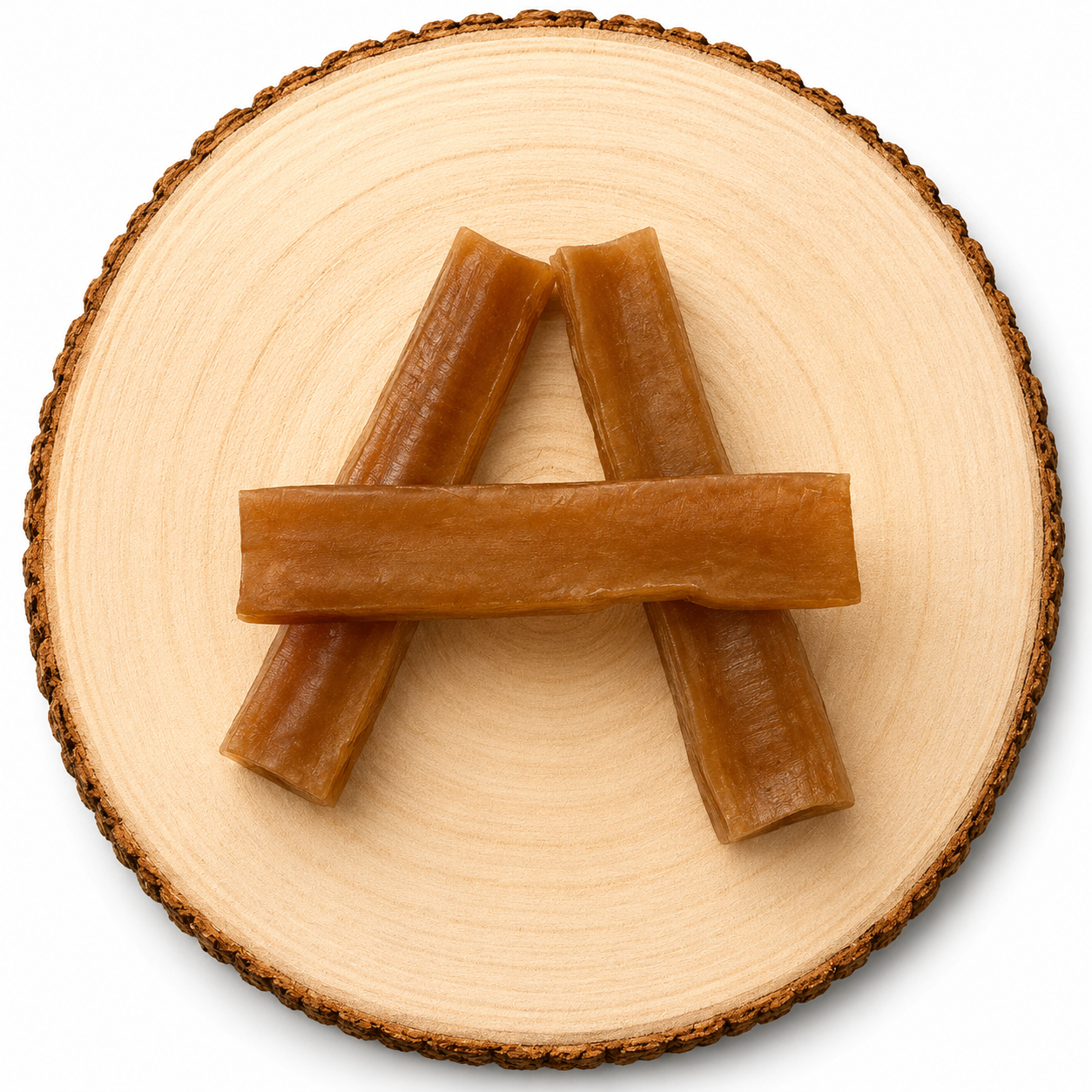 peanut butter flavour yak on a wooden log
